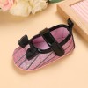 Baby Girl Bowknot Decor Striped Velcro Strap Shoes