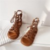 British Style Lace-Up Soft-Soled Roman Shoes Non-Slip Sandals Girls Summer Shoes