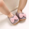 Baby Girls Fur Closed Toe Bow Decor Slip On Sandals Baby Shoes