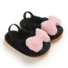 Baby Girls Fur Closed Toe Bow Decor Slip On Sandals Baby Shoes