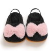Baby Girls Fur Closed Toe Bow Decor Slip On Sandals Baby Shoes