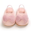 Baby Girls Fur Closed Toe Bow Decor Slip On Sandals Baby Shoes