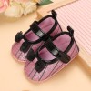 Baby Girl Bowknot Decor Striped Velcro Strap Shoes