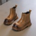 Girls' Boots, Autumn And Winter Short Boots, 2023 New Children's Shoes, Martin Boots, Plush Mid Length Boots, Women's Treasure Brown Cotton Boots