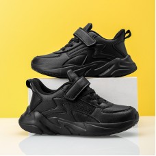 Boys' Shoes 2023 Foreign Trade Pure Black Children's Waterproof Leather Sports Shoes, Popular Among Big Children's Soft Soled Shoes For Boys