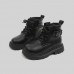 2023 Autumn/Winter New Children's Boots British Style Solid Color Metal Buckle Martin Boots Girls' Anti Slip Black Low Barrel Boots