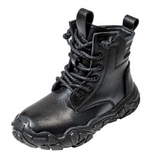Children's Genuine Leather Martin Boots 2023 Autumn And Winter New Girls' Short Boots Black British Style Boys' Boots Two Cotton Shoes