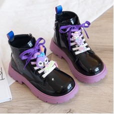 Children's Martin Boots 2023 Autumn New Cute Decorative Leather Boots For Girls, Soft Sole Thick Sole Short Boots For Boys