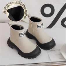 2023 Autumn/Winter New Women's Baby Leather Boots Korean Edition Children's Short Boots Girls' Spliced Martin Boots Boys' Trendy Brand Boots